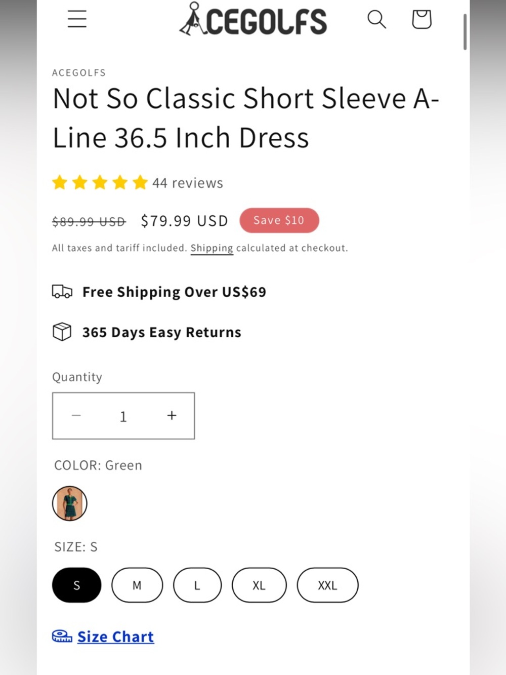 AceGolfs Green and Blue Plaid Golf Dress M NWT Collared Button Front - Picture 9 of 12